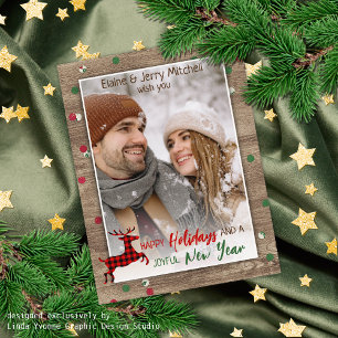 Rustic Woodgrain Pattern Seasonal Greeting Postcard