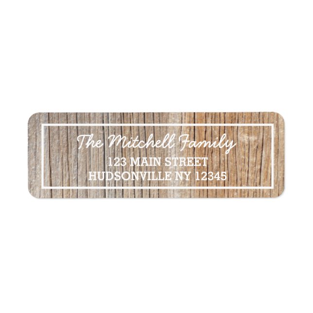 Rustic Woodgrain Personalised Address Label (Front)