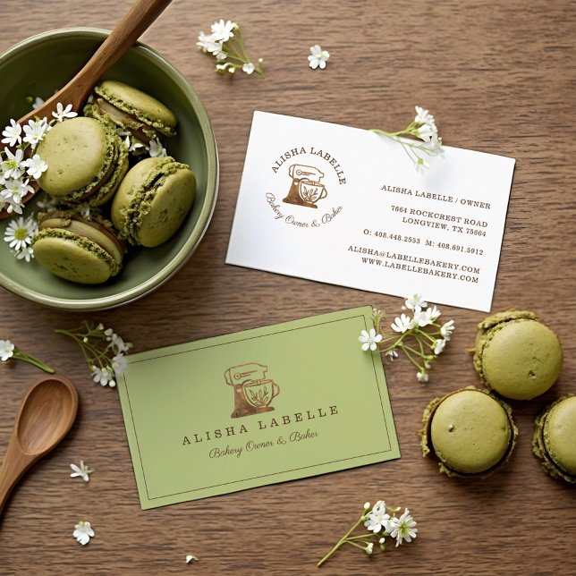 Rustic Woodgrain Style Bakery Stand Mixer Logo Business Card (Rustic Woodgrain Style Bakery Stand Mixer Logo Business Card)