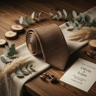 Rustic Woodgrain Walnut Brown Luxury Tie
