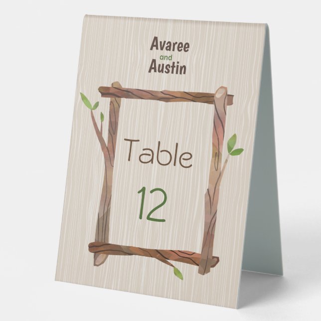Rustic Woodgrain Wedding Table Number (Front)