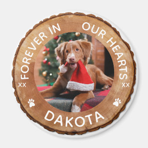 Rustic Woodgrain Wood Slice Memorial Pet Photo Magnet