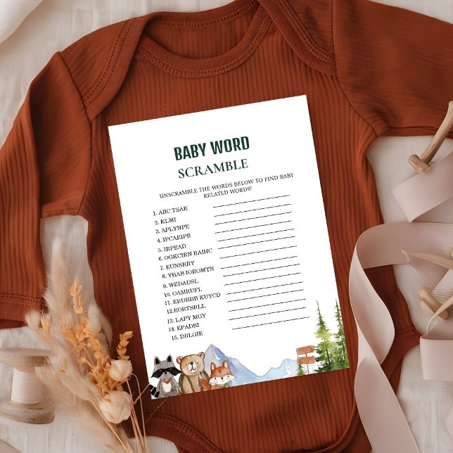 Rustic Woodland Adventure baby shower game card (Creator Uploaded)