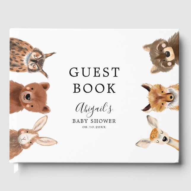 Rustic Woodland Animal Baby Shower Guest Book (Front)
