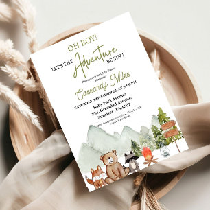 Rustic Woodland Animals Adventure Baby Shower Invitation