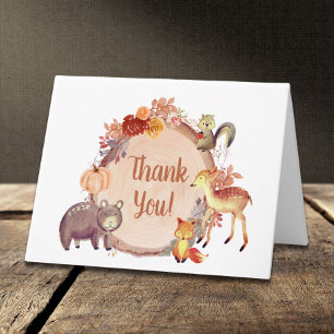 Rustic Woodland Animals Autumn Baby Shower Thank You Card