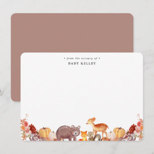 Rustic Woodland Animals Baby Personalised Flat Card