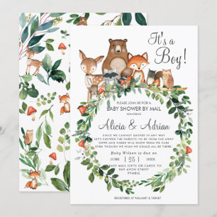 Rustic Woodland Animals Baby Shower by Mail Boy Invitation