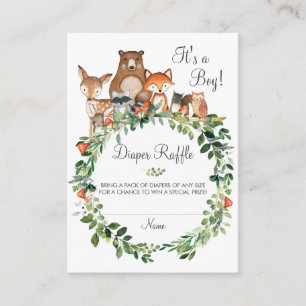 Rustic Woodland Animals Baby Shower Diaper Raffle Enclosure Card