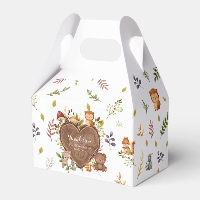  rustic Woodland Animals Baby Shower  Favour Box (Front Side)