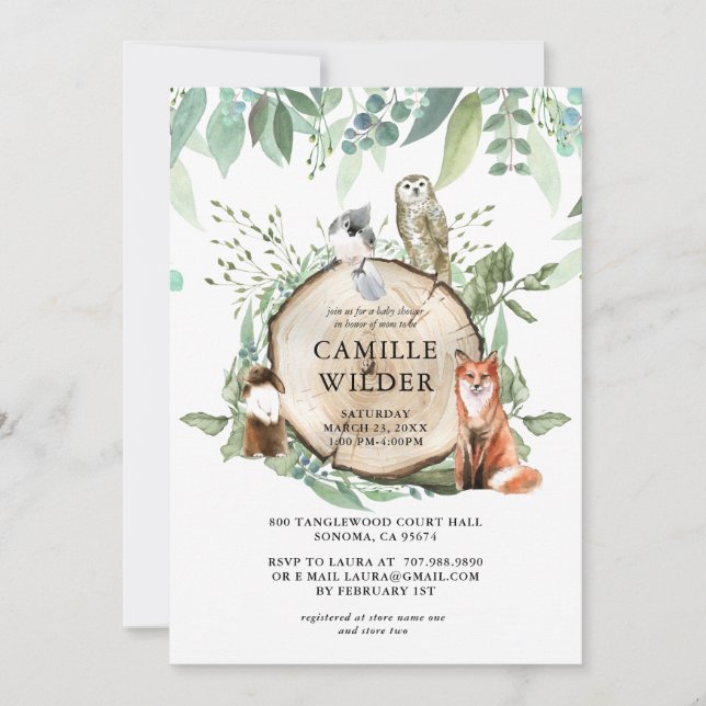 Rustic Woodland Animals Baby Shower  Invitation (Front)