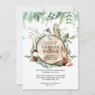 Rustic Woodland Animals Baby Shower Invitation