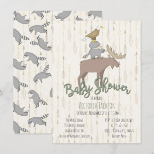 Rustic Woodland Animals Baby Shower Invitation