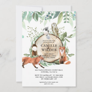 Rustic Woodland Animals Baby Shower Invitation
