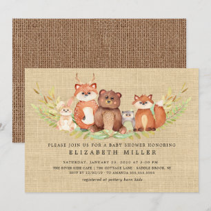Rustic Woodland Animals Baby Shower Invitation