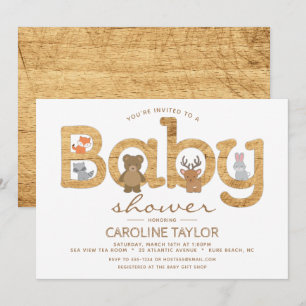 Rustic Woodland Animals Baby Shower Invitation