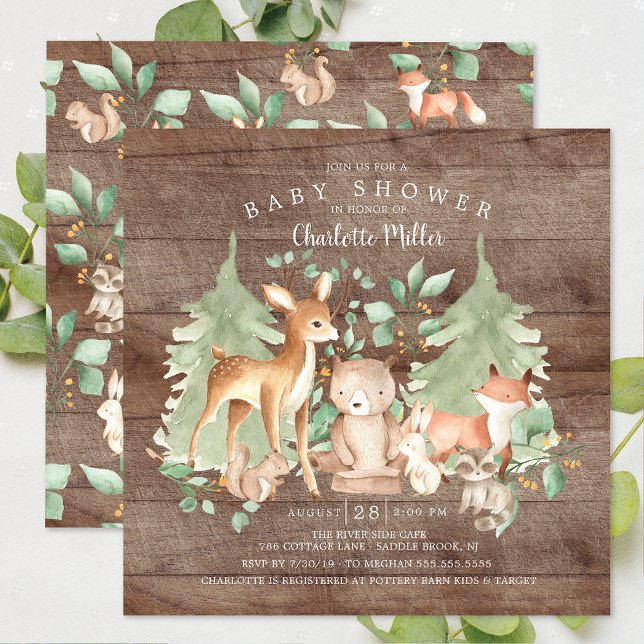 Rustic Woodland Animals Baby Shower Invitation (Creator Uploaded)