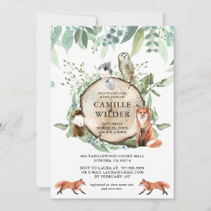 Rustic Woodland Animals Baby Shower Invitation