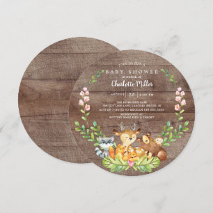 Rustic Woodland Animals Baby Shower Invitation