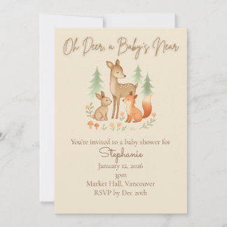Rustic Woodland Animals Baby Shower Invitation