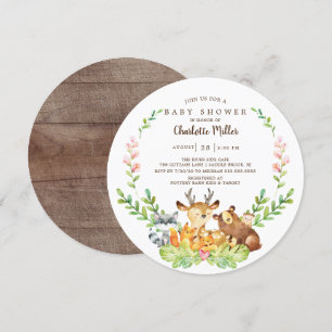 Rustic Woodland Animals Baby Shower Invitation