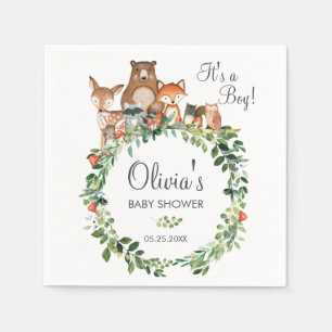 Rustic Woodland Animals Baby Shower Sprinkle Boy Napkin