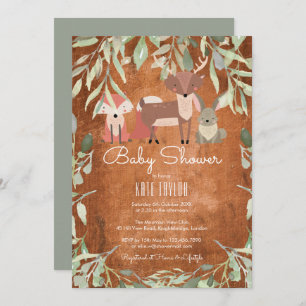 Rustic Woodland Animals Baby Shower / Sprinkle Invitation