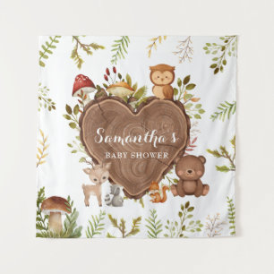  rustic Woodland Animals Baby Shower  Tapestry