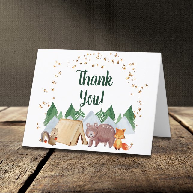 Rustic Woodland Animals Baby Shower Thank You Card (Creator Uploaded)