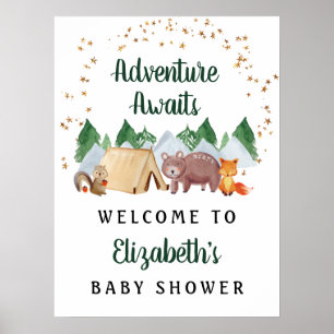 Rustic Woodland Animals Baby Shower Welcome Sign