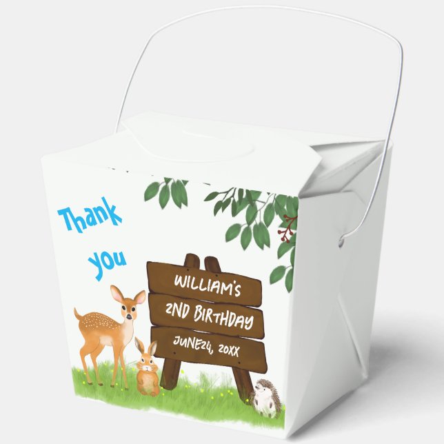 Rustic Woodland Animals Birthday  Favour Box (Front)