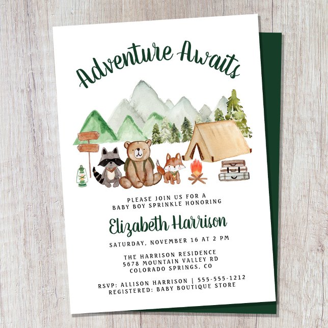 Rustic Woodland Animals Campfire Baby Sprinkle Invitation (Creator Uploaded)