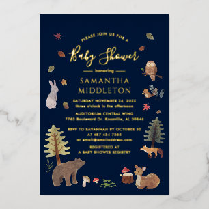 Rustic Woodland Animals Fall Baby Shower Gold