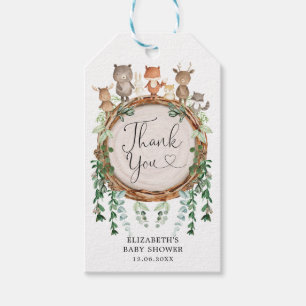 Rustic Woodland Animals Forest Baby Shower Favours Gift Tags