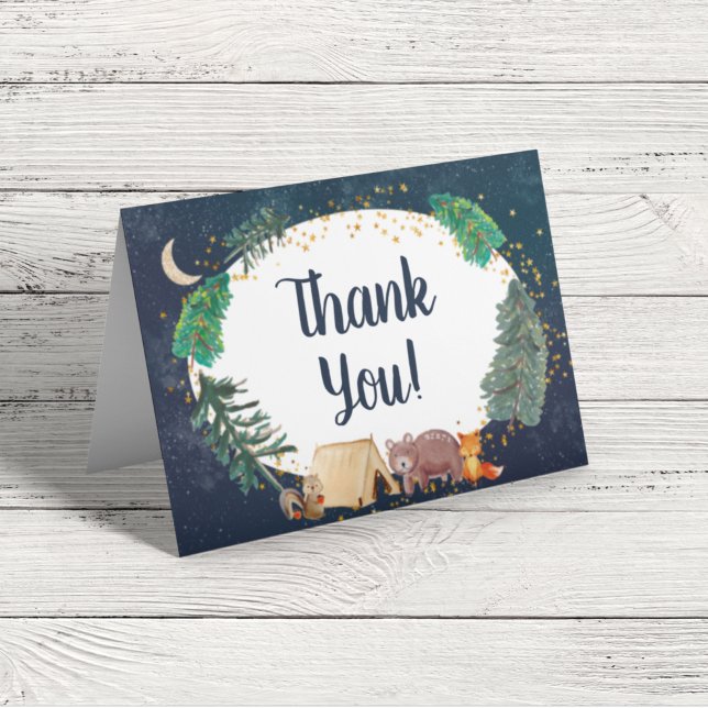 Rustic Woodland Animals Night Sky Baby Shower Thank You Card (Creator Uploaded)