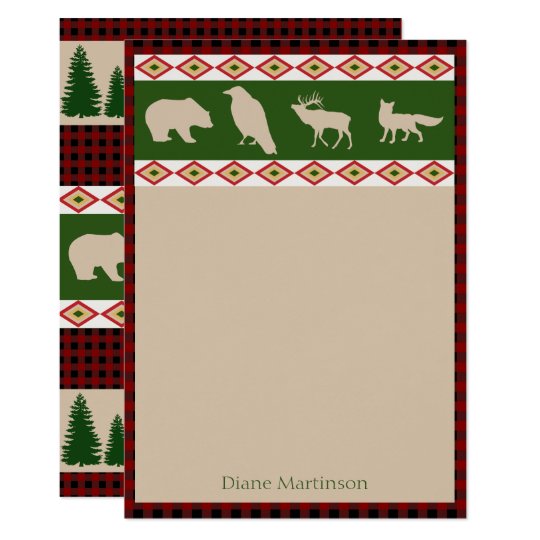 Rustic Woodland Animals Personalised Stationery Card