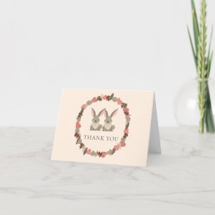 Rustic Woodland Animals Twins Thank You Card