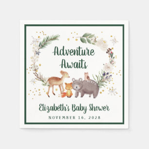 Rustic Woodland Animals Winter Baby Shower Napkin