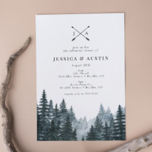 Rustic Woodland Arrows Boho Rehearsal Dinner Invitation