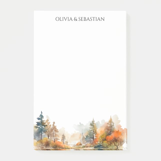 Rustic Woodland Autumn Forest Post-it Notes (Front)