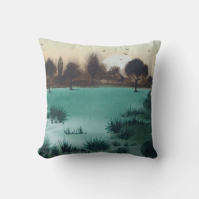 rustic woodland autumn Landscape sunset Cushion (Front)