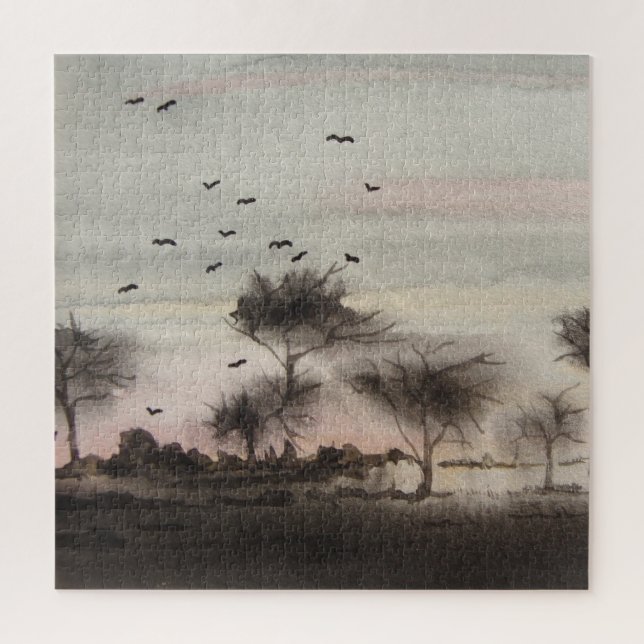 rustic woodland autumn Landscape sunset  Jigsaw Puzzle (Vertical)