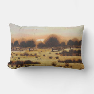 rustic woodland autumn Landscape sunset Lumbar Cushion