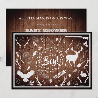 Rustic Woodland Baby Boy Shower (Barn Wood) Invitation