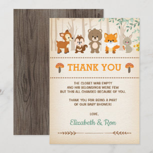 Rustic Woodland Baby Shower Forest Thank You Card