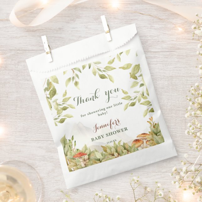 Rustic Woodland Baby Shower Greenery Thank You Favour Bags (Clipped)