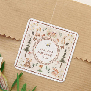 Rustic Woodland Baby Shower Square Sticker