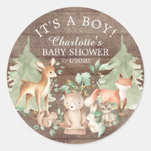 Rustic Woodland Baby Shower Thank You Favour Classic Round Sticker