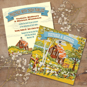 Rustic Woodland Barn Wedding Invitation