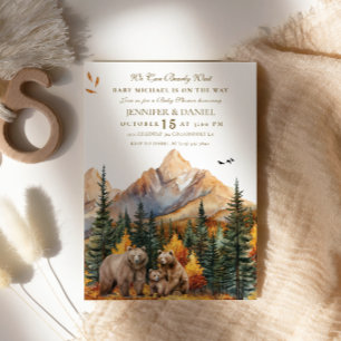 Rustic Woodland Bear Family Mountain Baby Shower Invitation